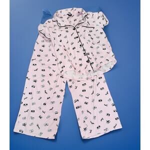 Kate Spade Knit Cropped Pink Pajama Set SMALL Photography Camera